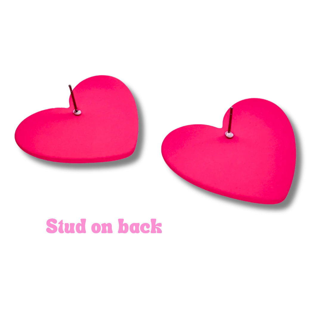 Matte Pink Heart Stud Earrings