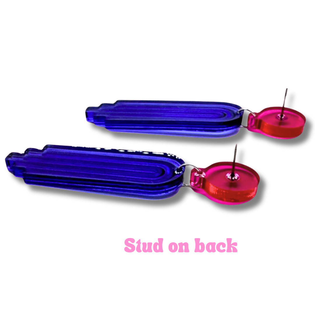 60's Neon Staggered Arch Dangle Stud Earrings