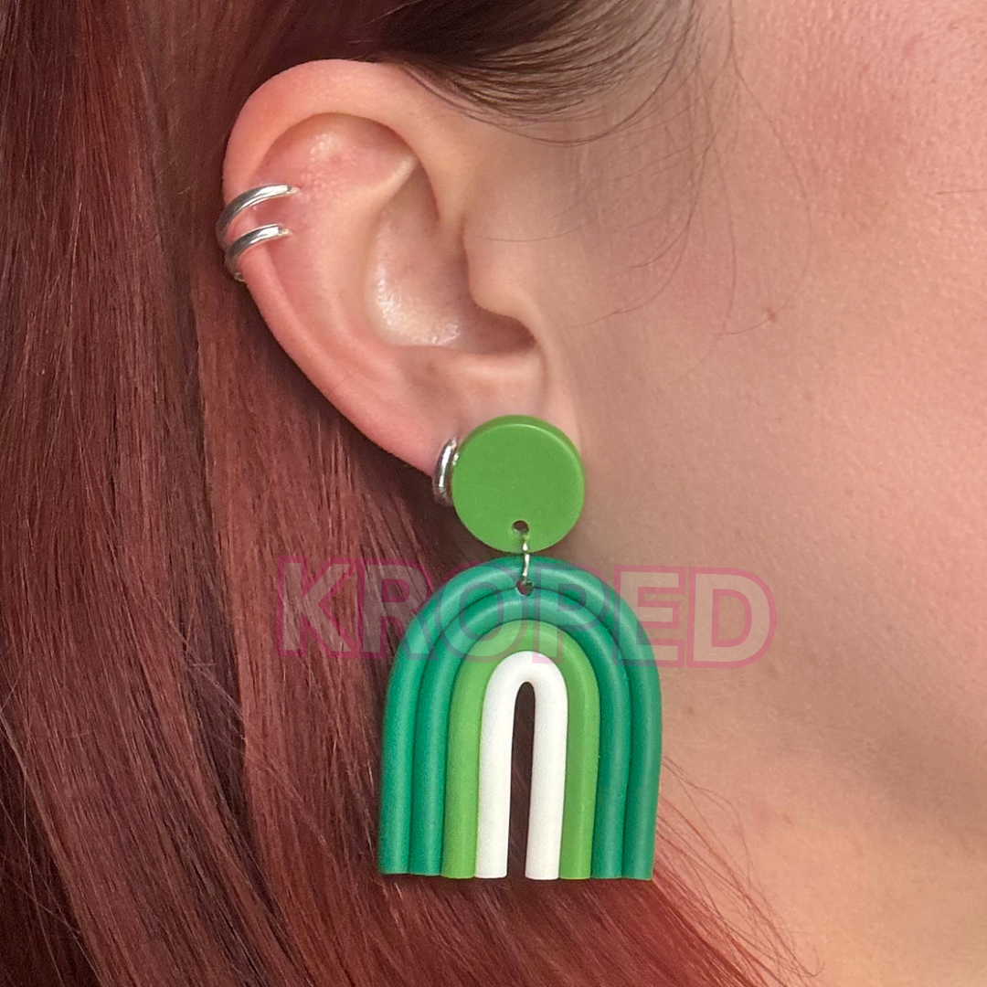 Green Arch Rainbow Stud Earrings