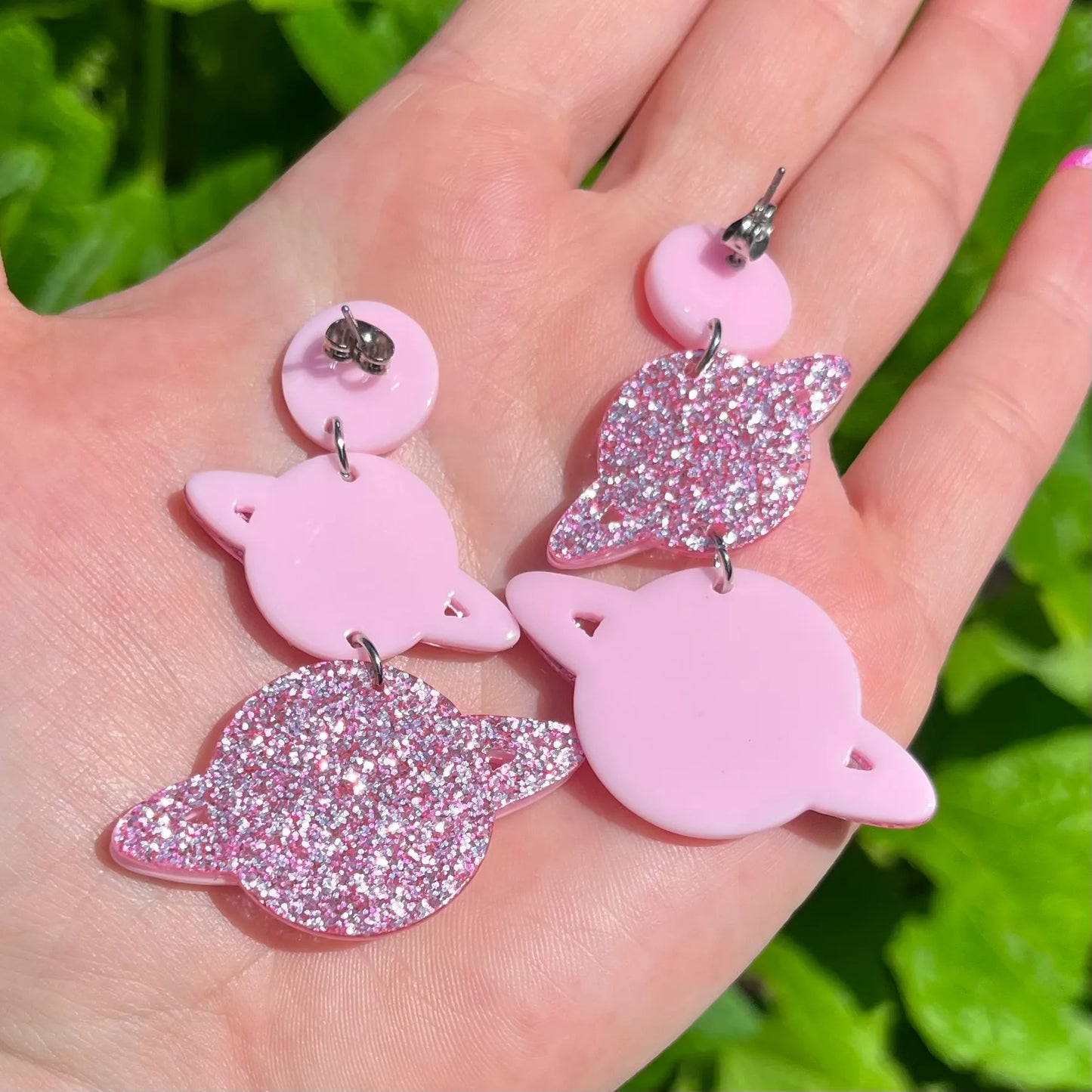 Pink Planet Stud Earrings