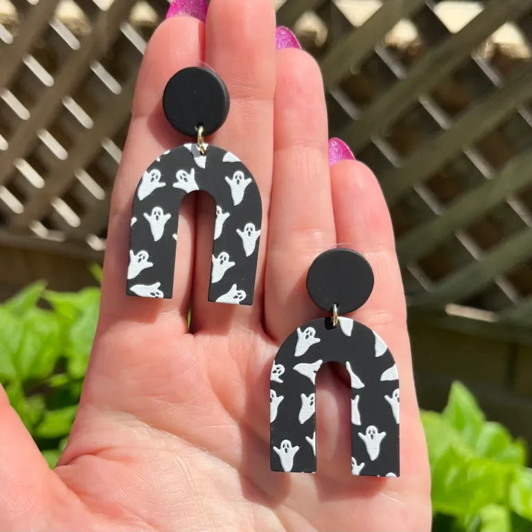 Black Ghost Stud Earrings