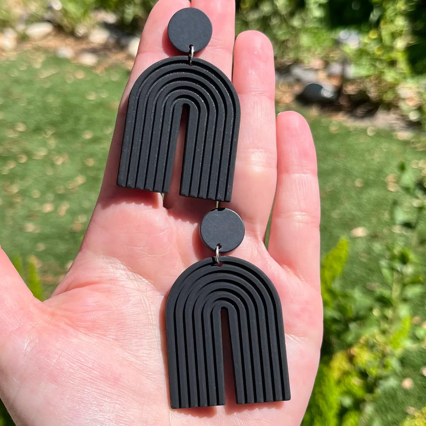 Black Matte Arch Stud Earrings