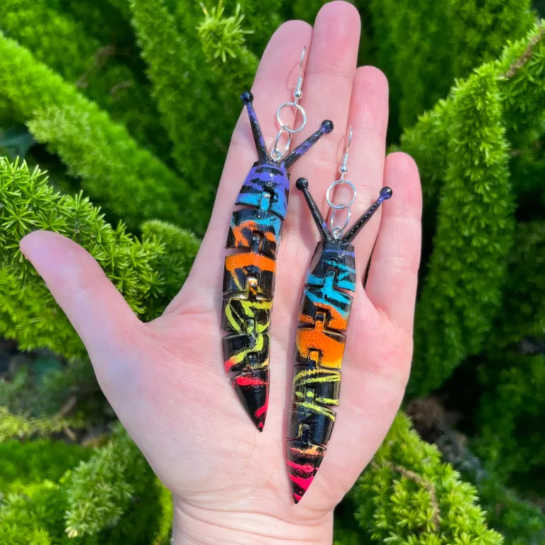 Neon Graffiti Slug Earrings