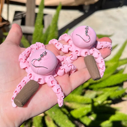 Pink Peg Leg Octopus Earrings