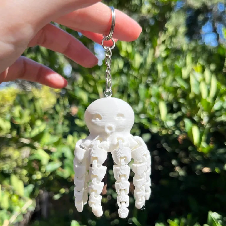 White Peg Leg Octopus Keychain