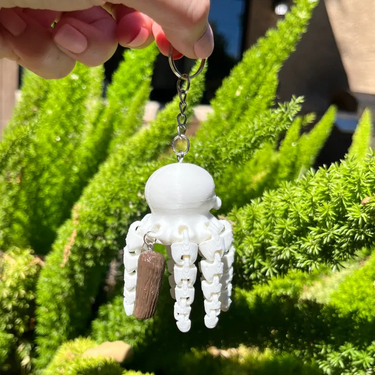 White Peg Leg Octopus Keychain
