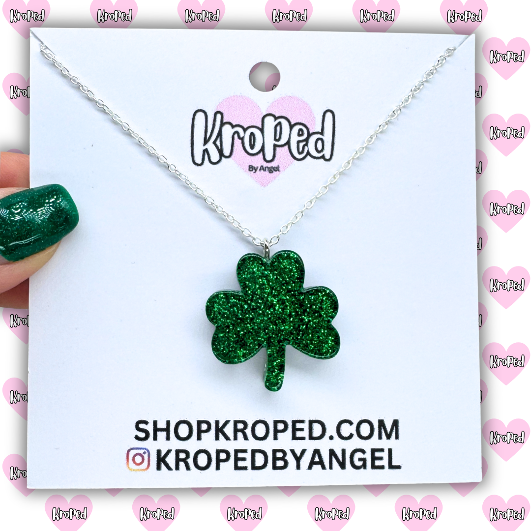 Glitter Clover Necklace