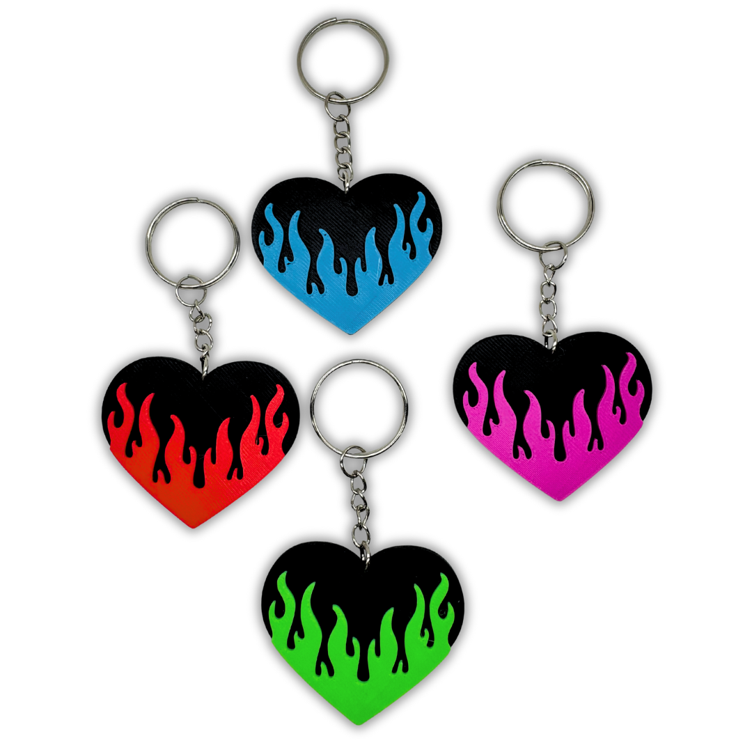 Flame Heart Keychain