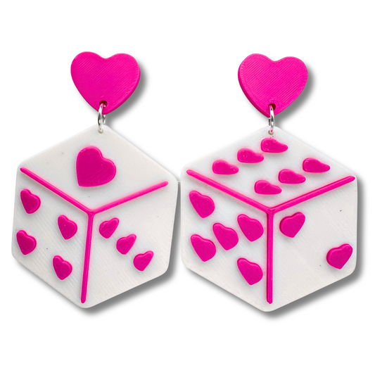 Heart Dice Stud Earrings