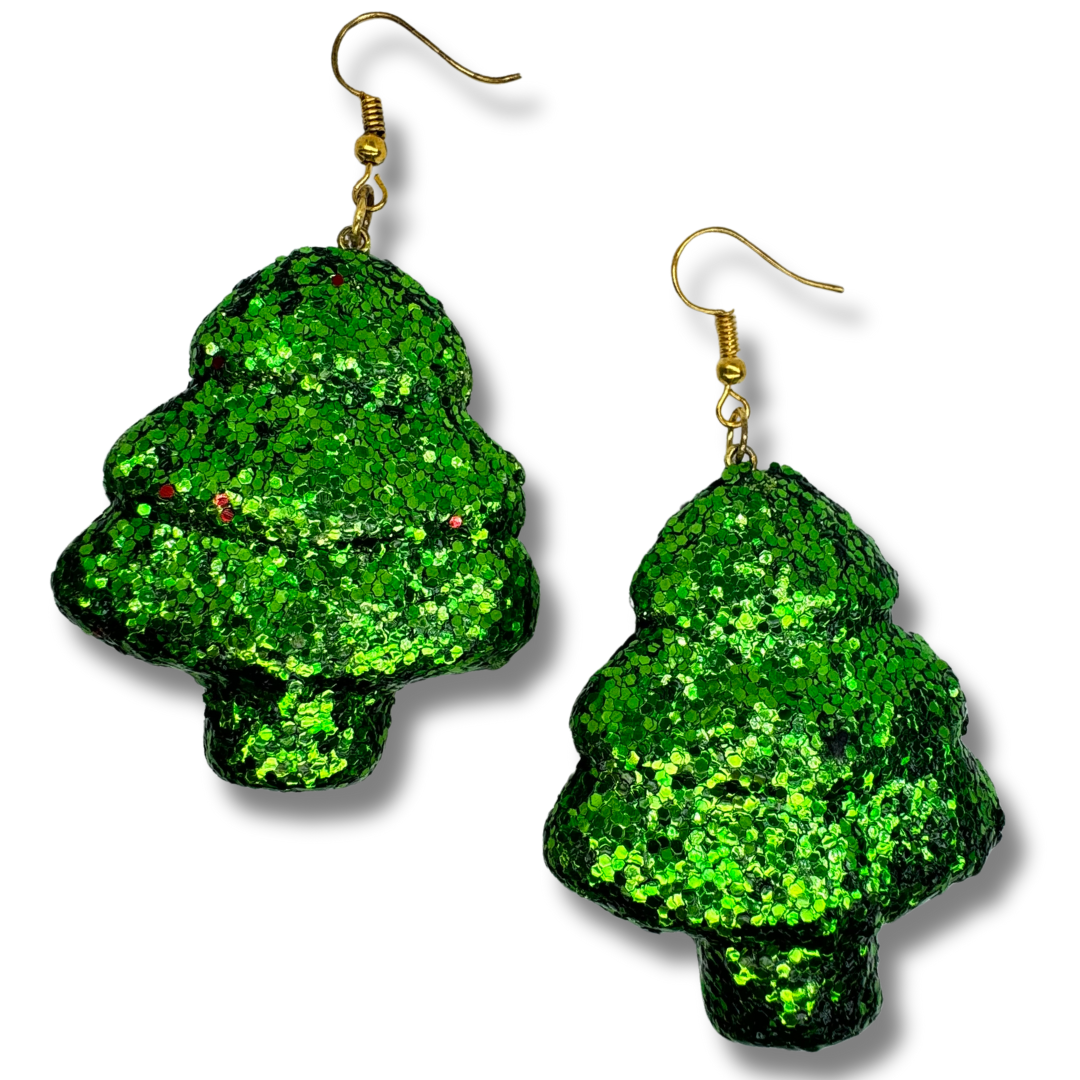 Christmas Tree Glitter Earrings