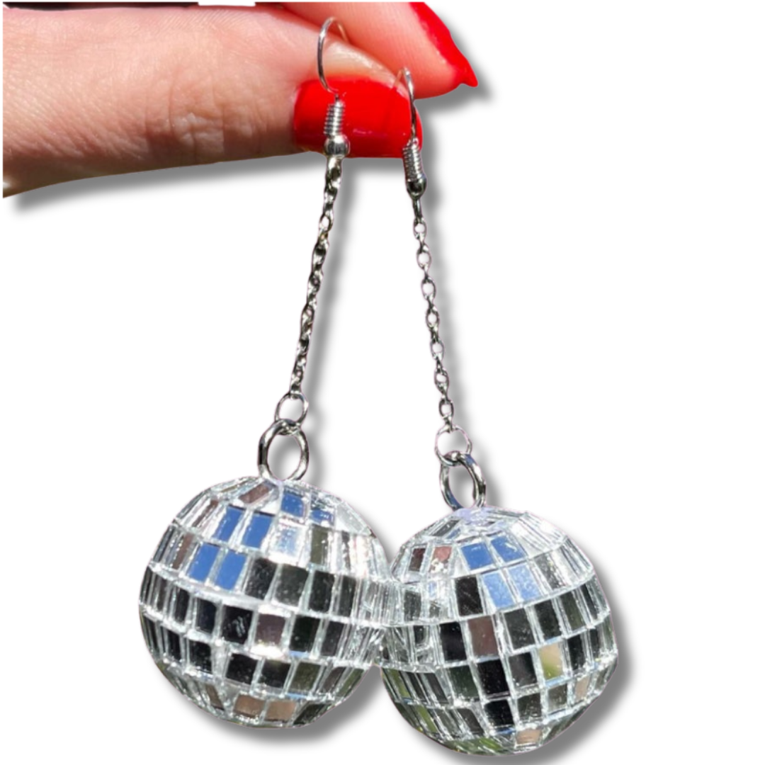 Silver Disco Queen Earrings