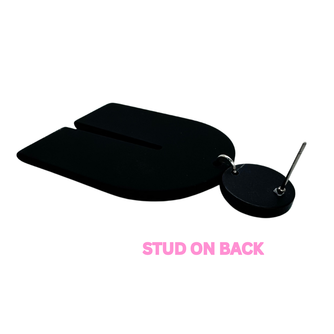 Black Matte Arch Stud Earrings