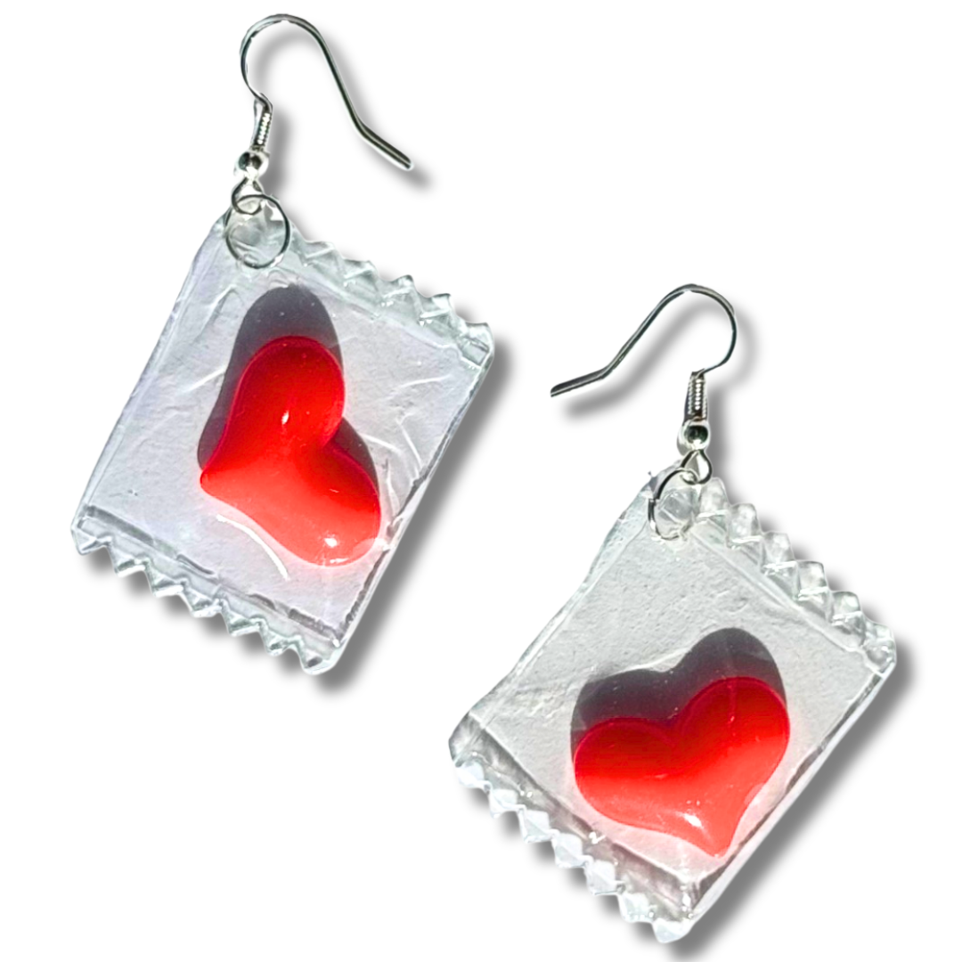 Sealed Heart Candy Earrings