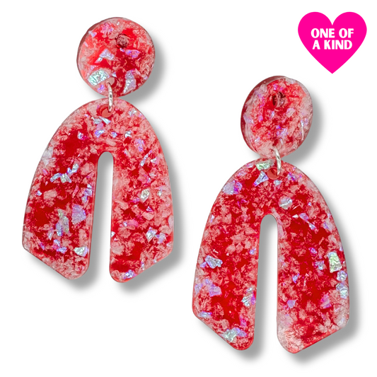 Red Sparkle Stud Earrings