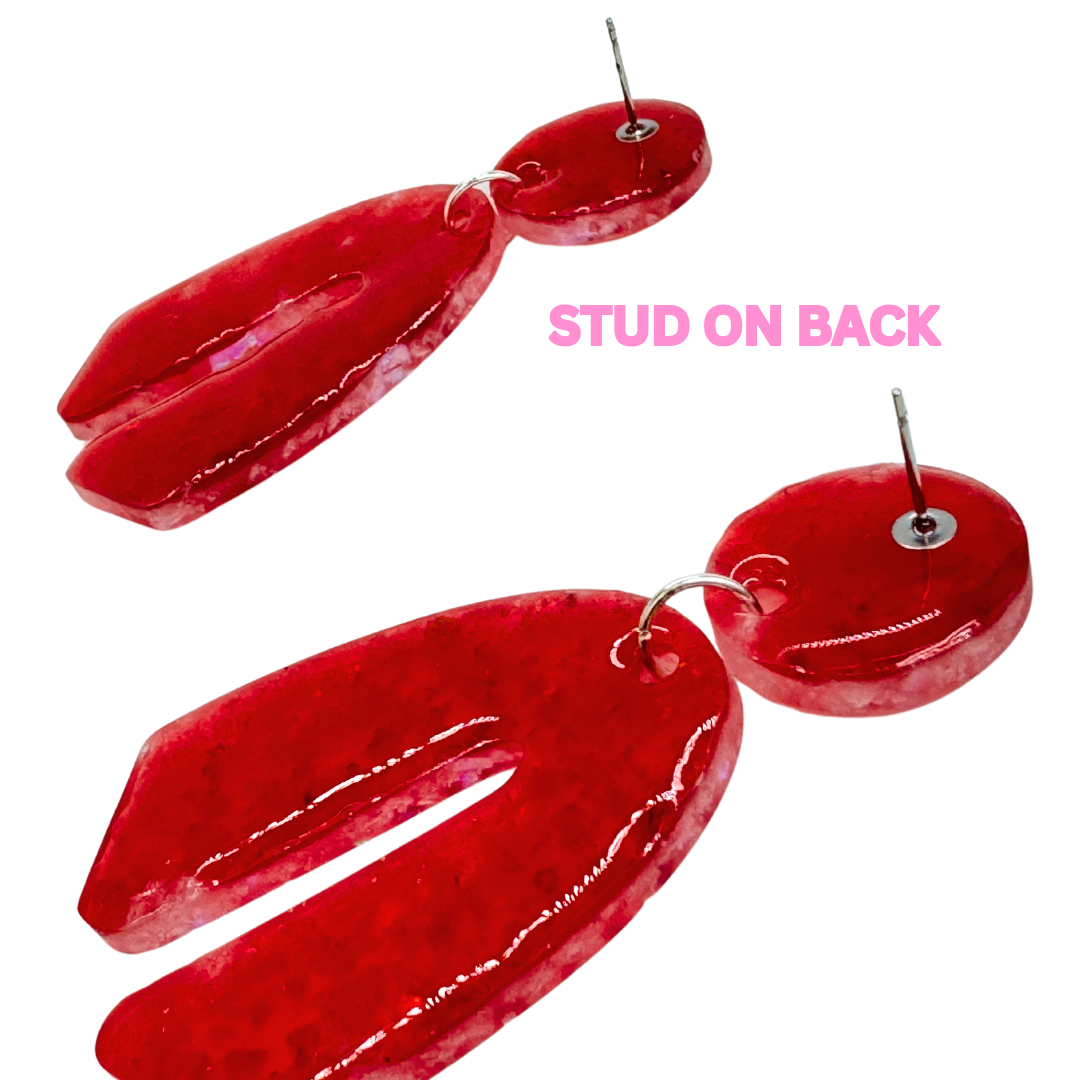 Red Sparkle Stud Earrings