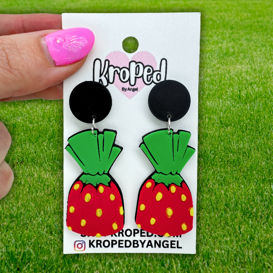 Strawberry Candy Dangle Stud Earrings