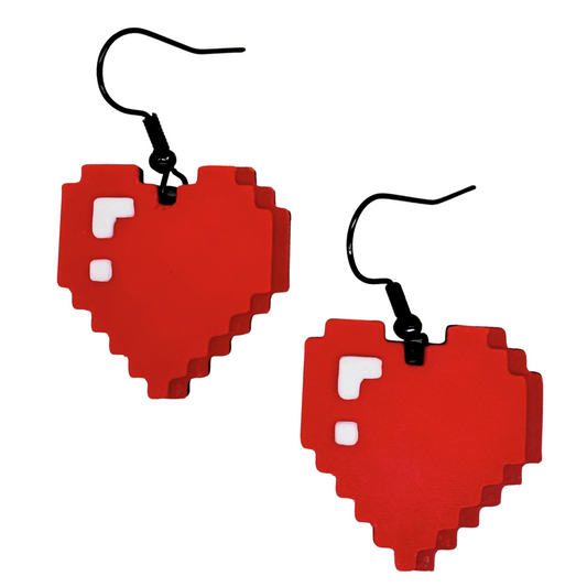 Video Game Heart Earrings