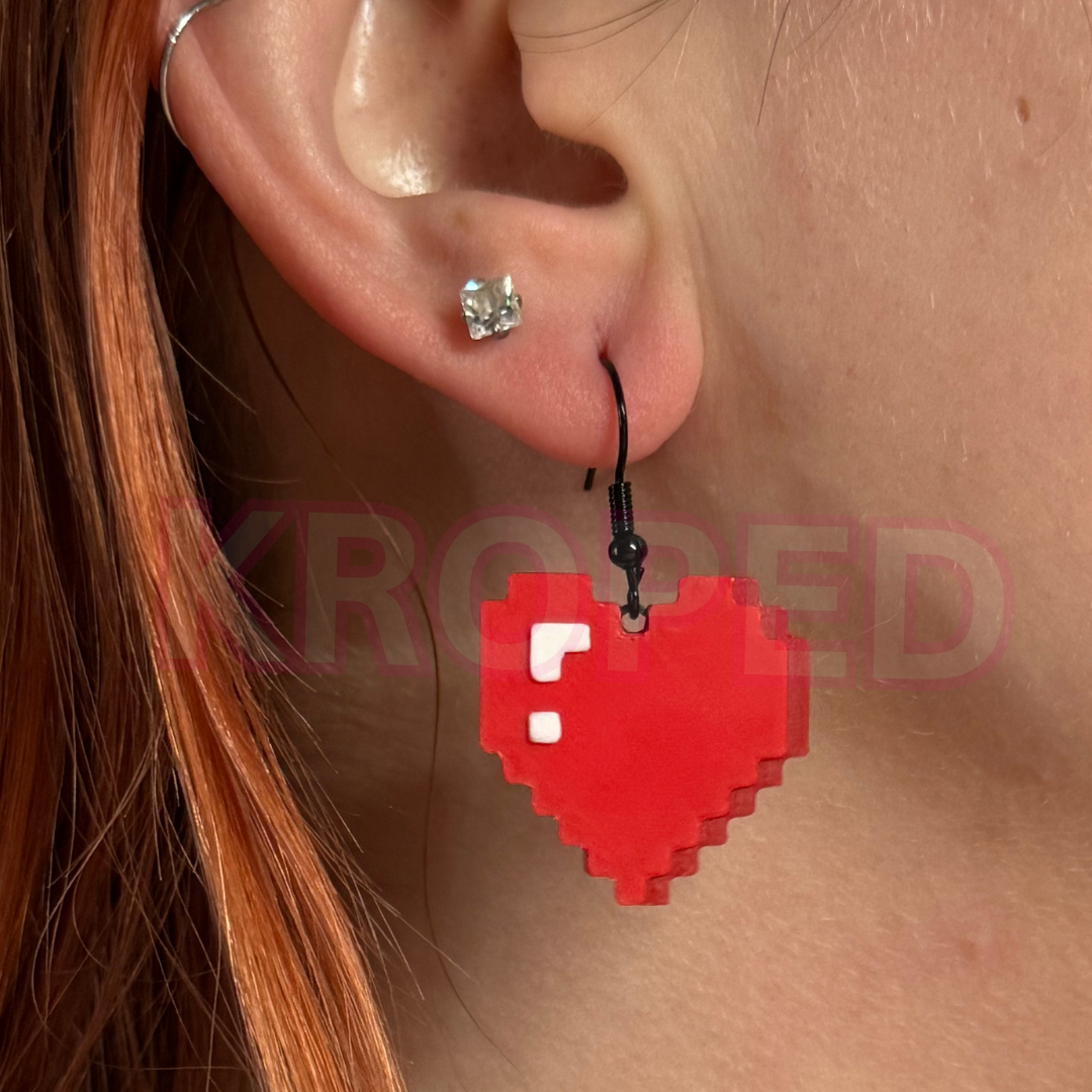 Video Game Heart Earrings