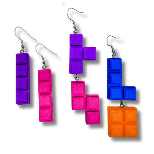 Nostalgic Block Game Earrings
