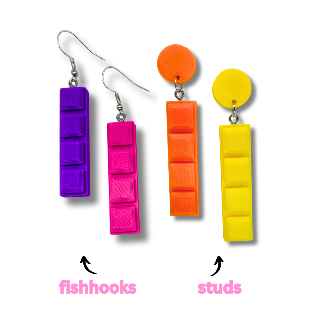 Nostalgic Block Game Earrings