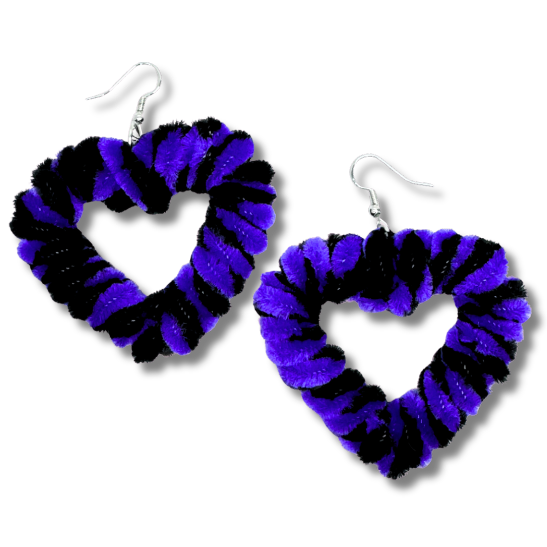 Halloween Fuzzy Heart Earrings