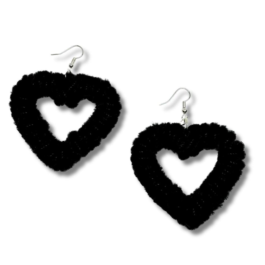 Halloween Fuzzy Heart Earrings
