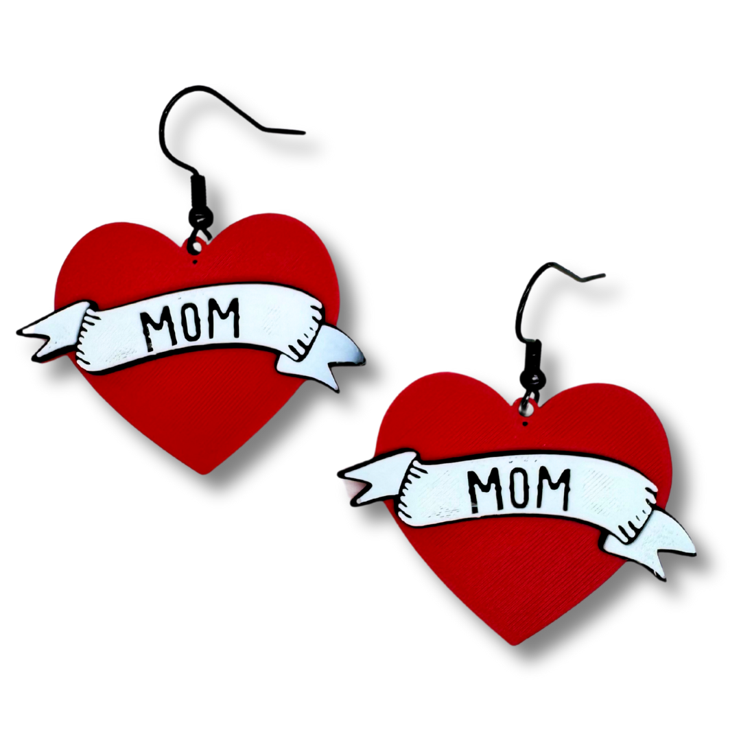 Mom Heart Earrings