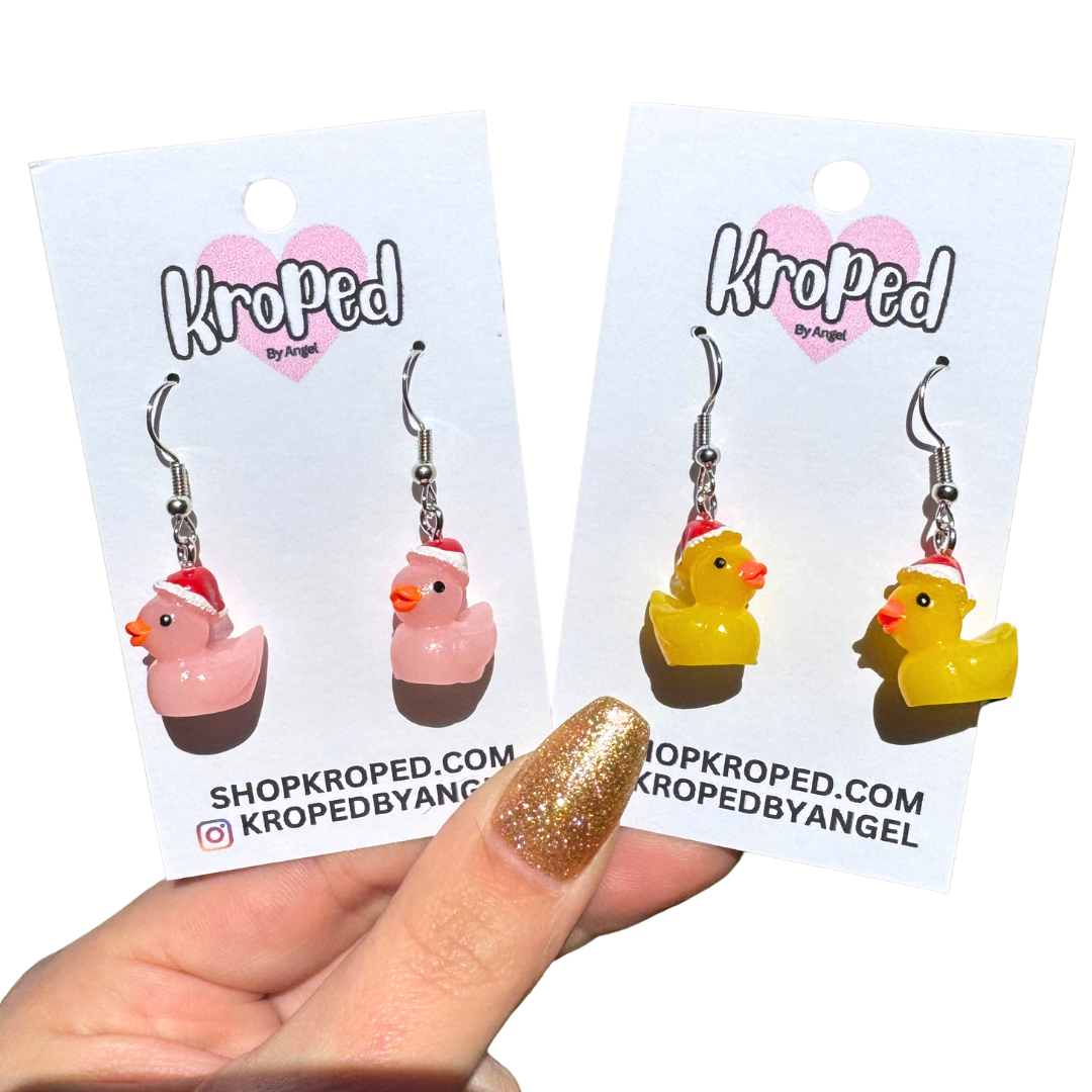 Tiny Santa Duck Earrings