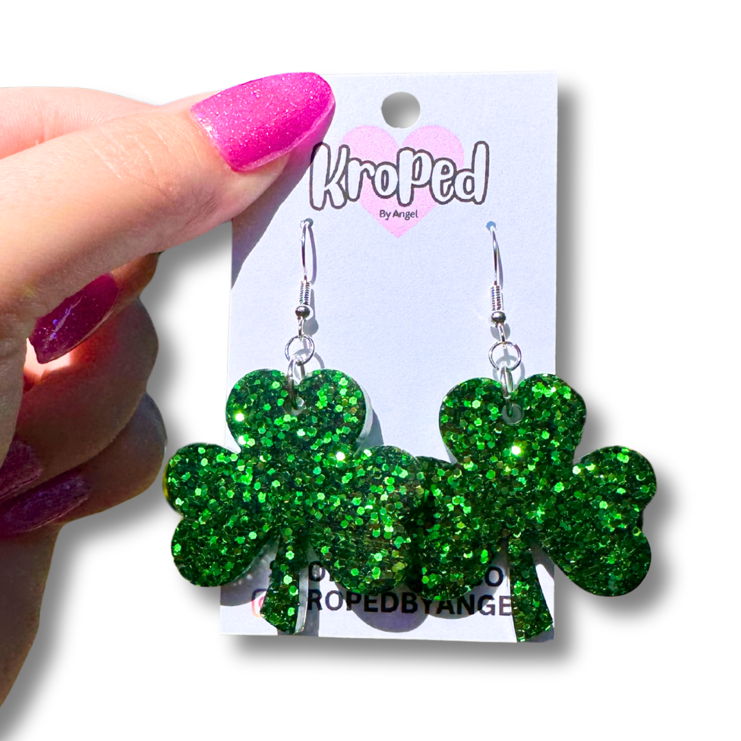 Glitter Shamrock Earrings