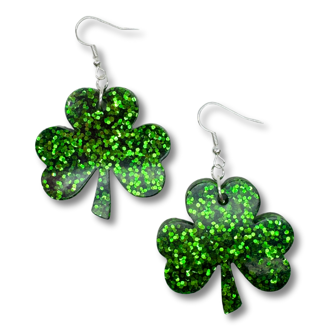 Glitter Shamrock Earrings
