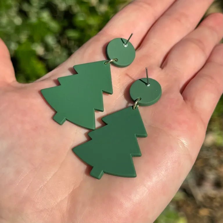 Acrylic Christmas Tree Earrings - Kroped