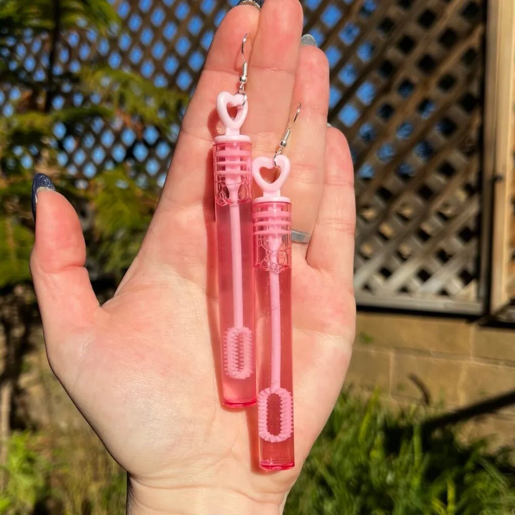 Bubble Wand Heart Earrings - Kroped