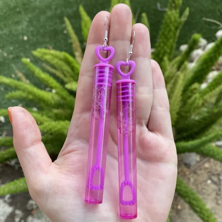 Bubble Wand Heart Earrings - Kroped
