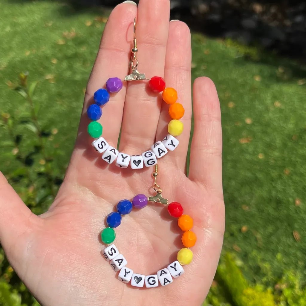 *FUNDRAISER* Say Gay Hoop Earrings - Kroped