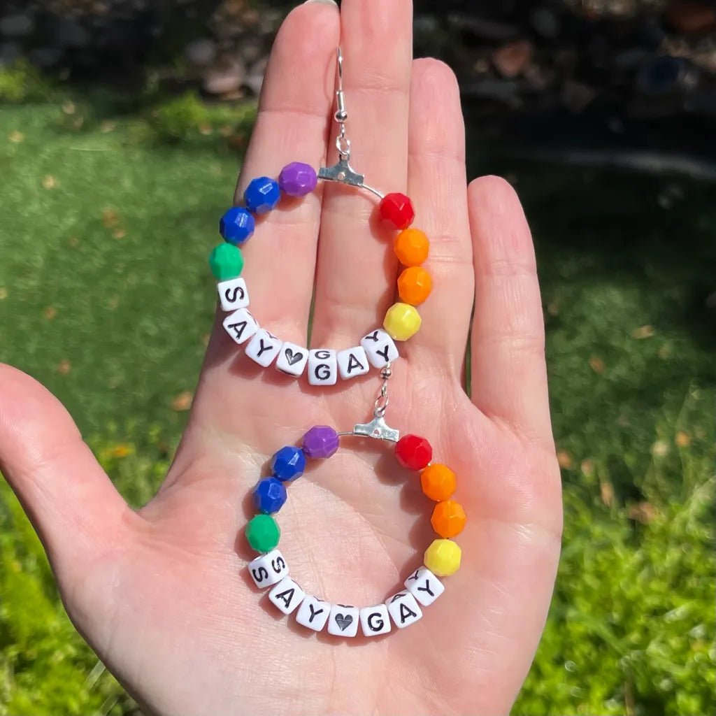 *FUNDRAISER* Say Gay Hoop Earrings - Kroped