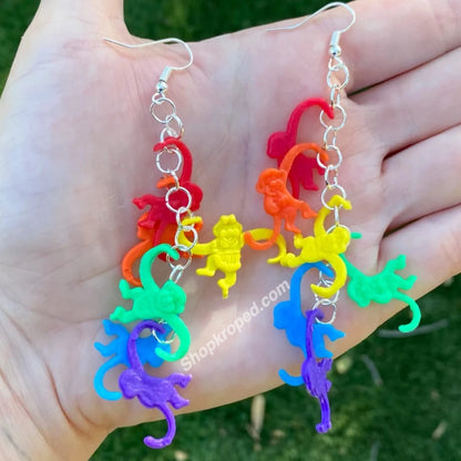 Rainbow Monkey Chain Earrings