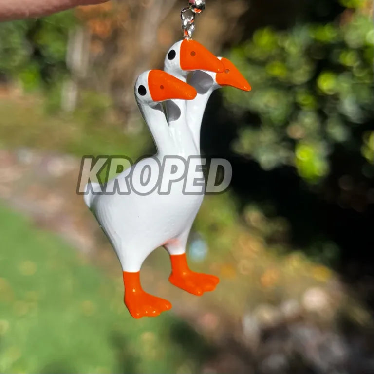 Orange 3 Headed Duck Goose Earrings