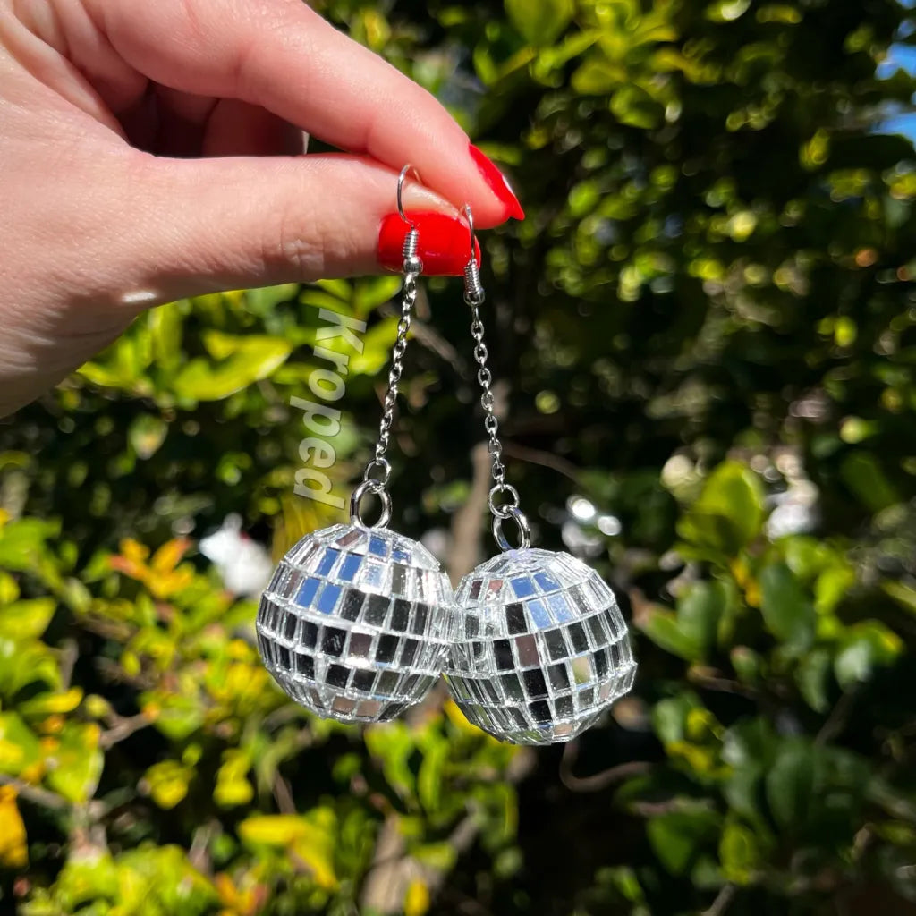 Silver Disco Queen Earrings