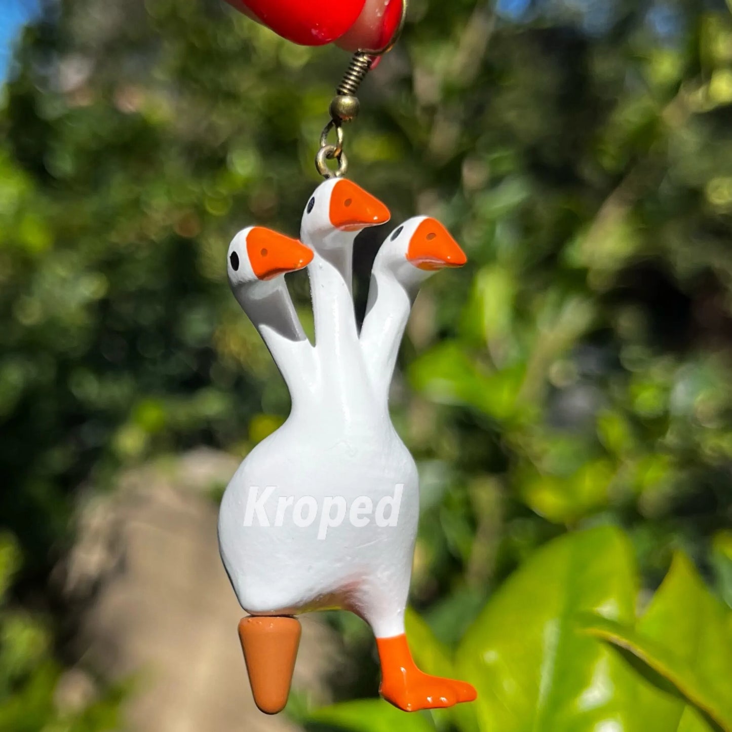 Peg Leg 3 Headed Duck Goose Earrings