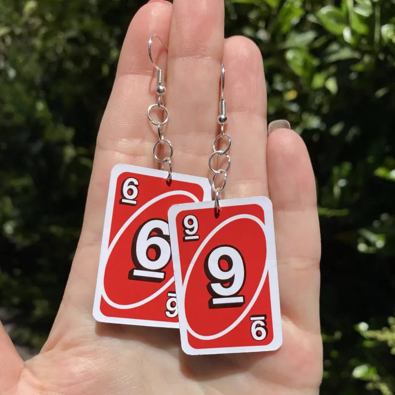 Uno Card Earrings
