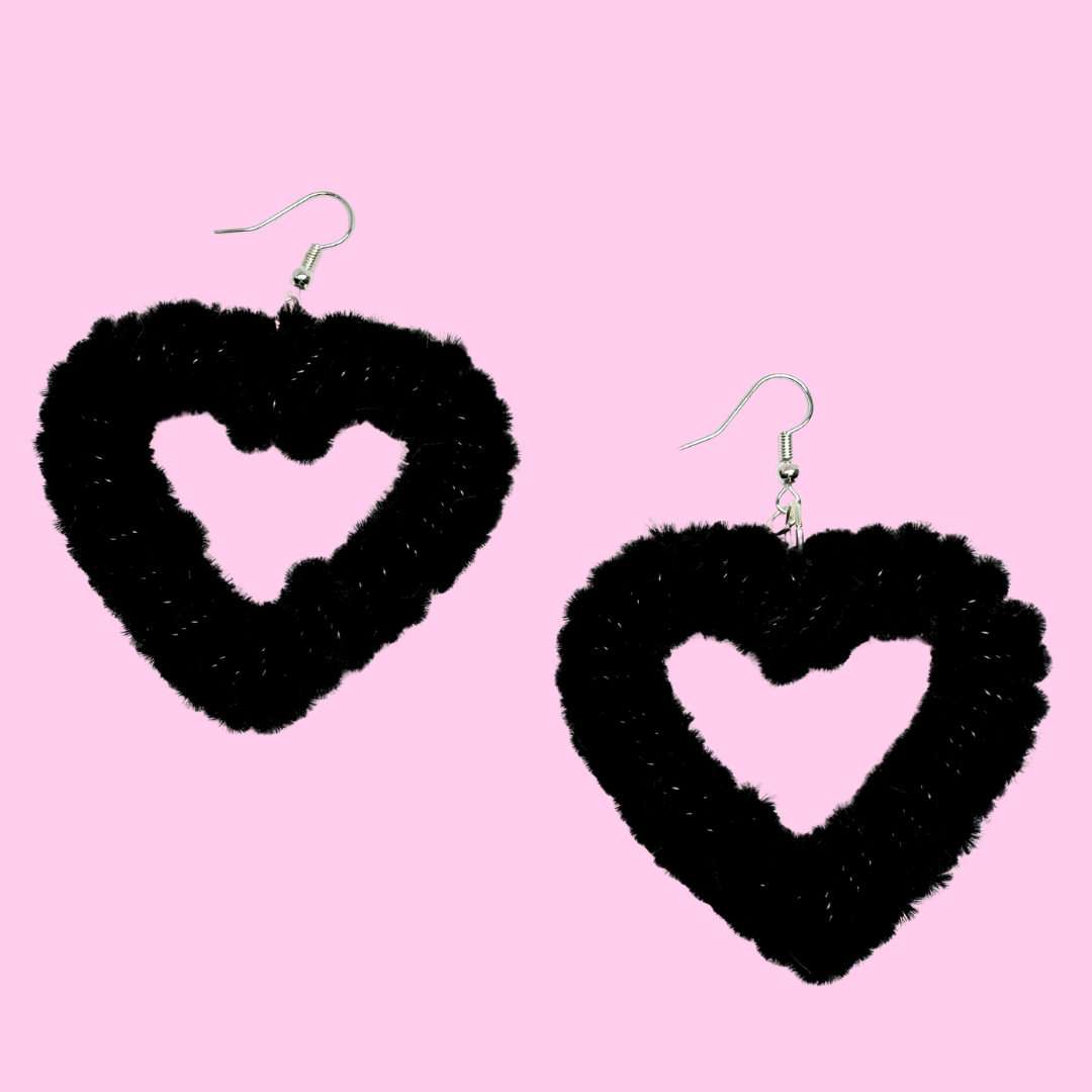Fuzzy Heart Earrings