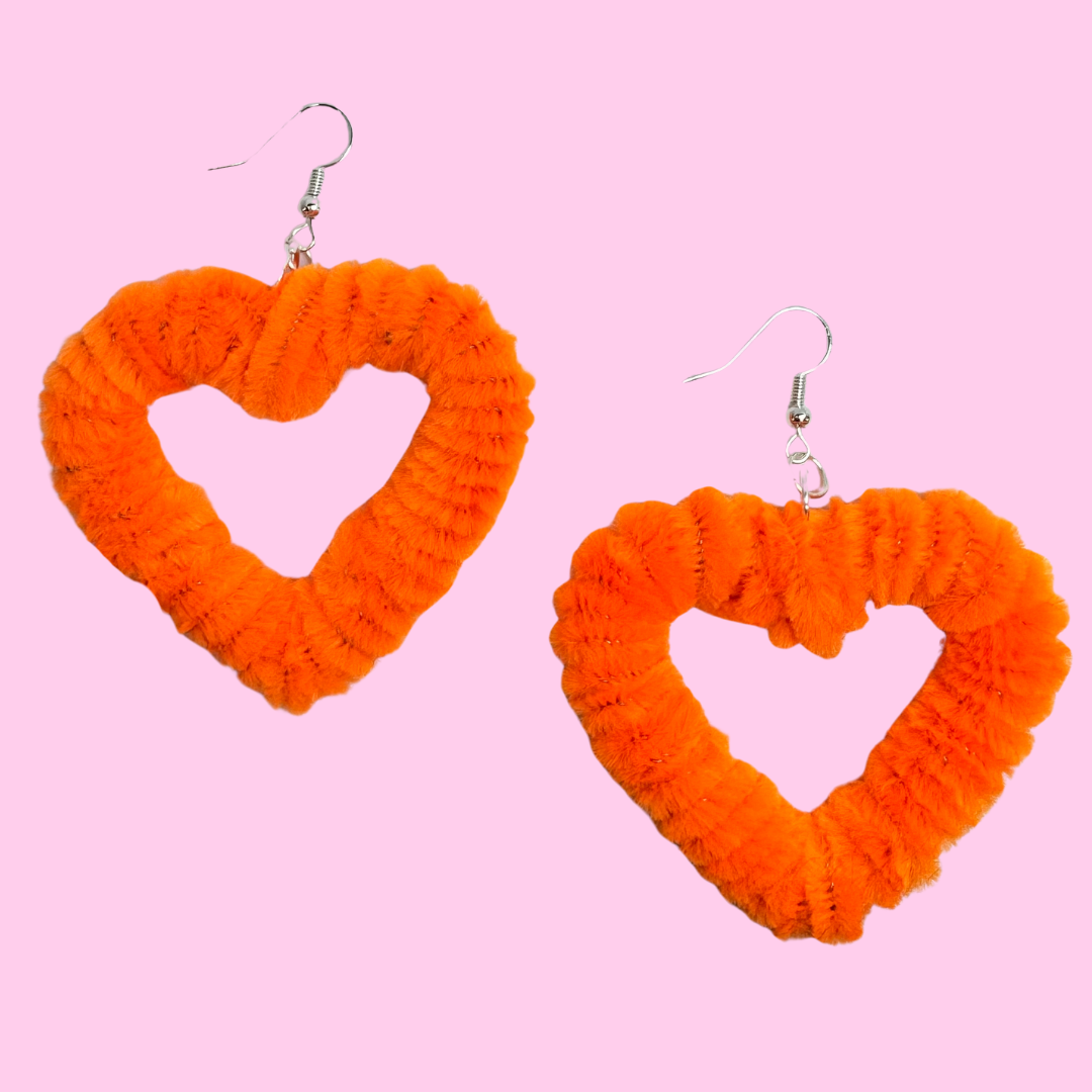 Fuzzy Heart Earrings