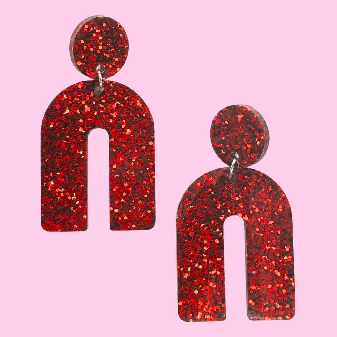 Glitter Arch Stud Earrings