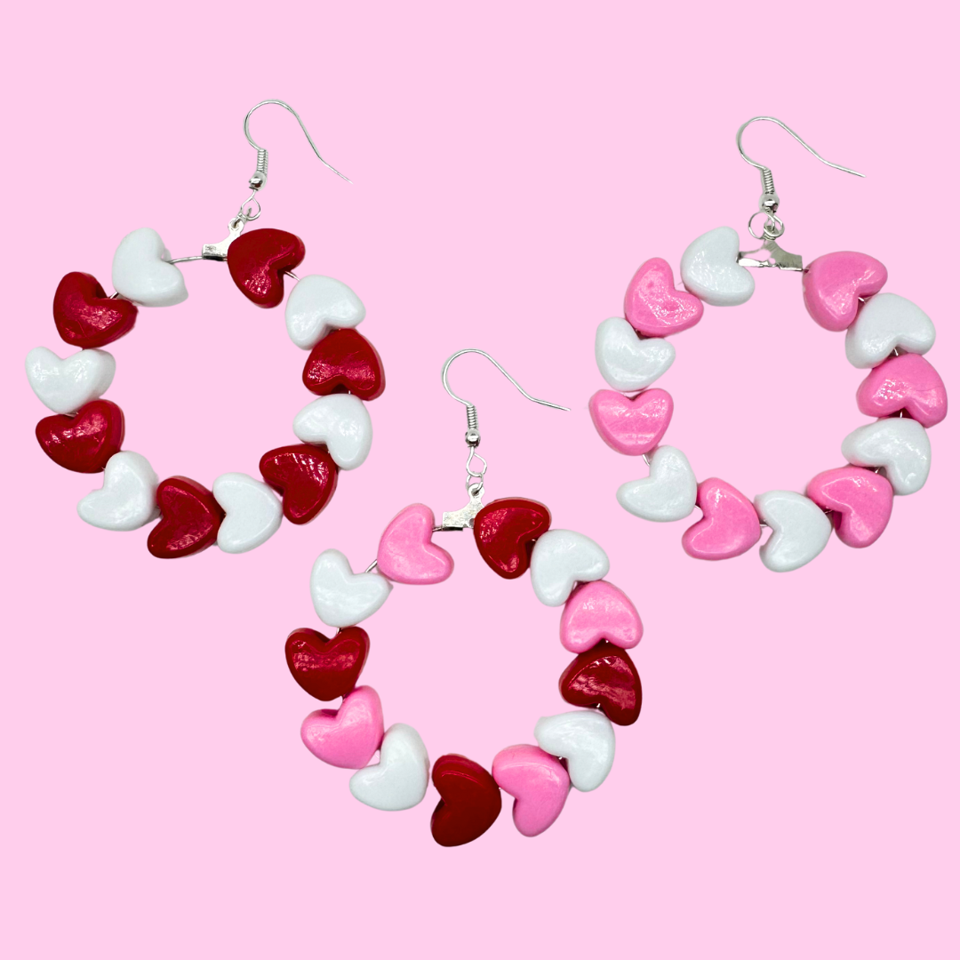Candy Heart Hoop Earrings