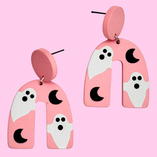 Pink Ghost Stud Earrings