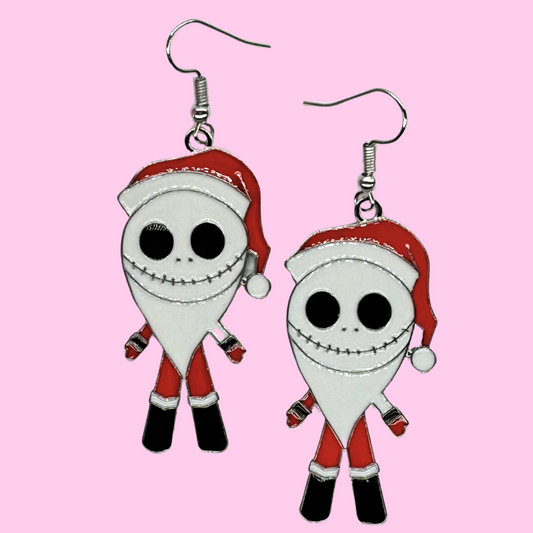 Skeleton Santa Earrings