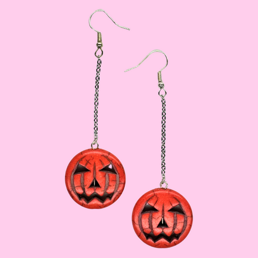 Pumpkin Jack O' Lantern Earrings