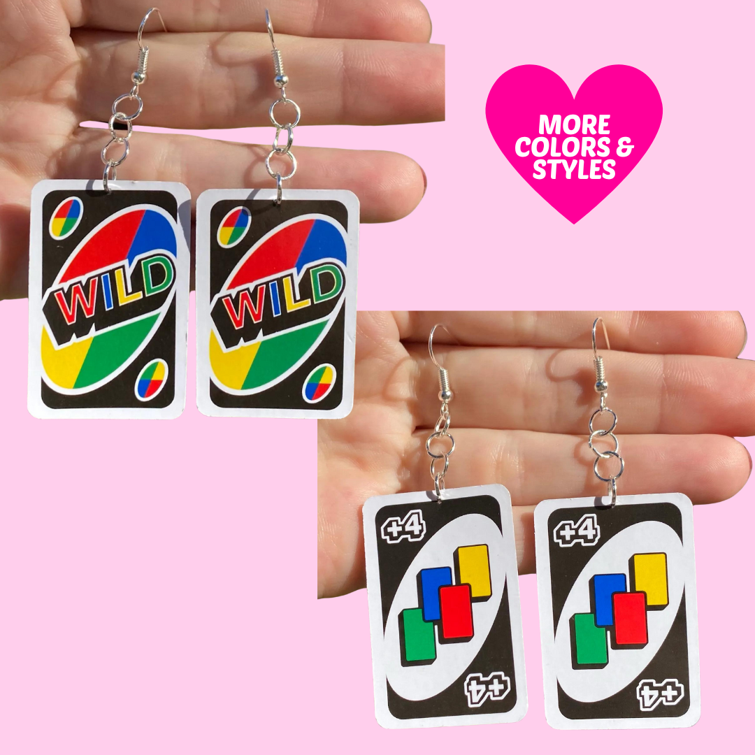 Uno Card Earrings