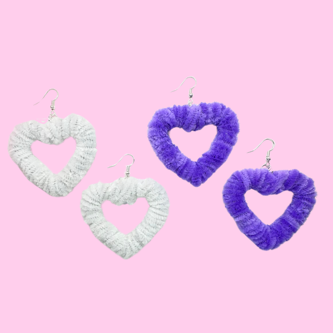Fuzzy Heart Earrings