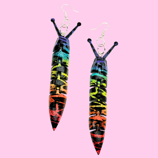 Neon Graffiti Slug Earrings